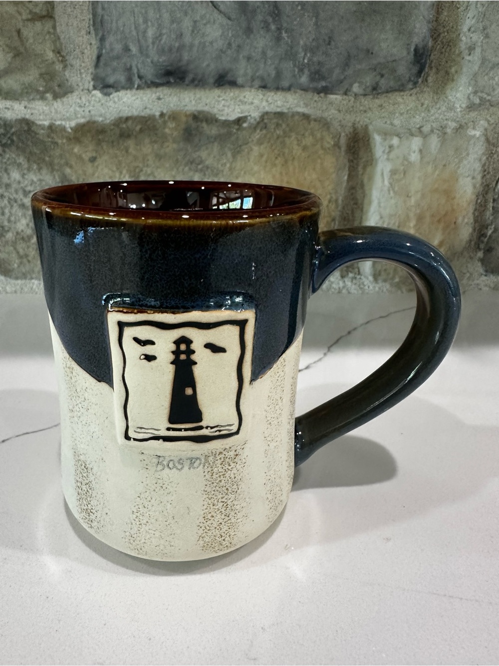Cape Shore 16oz Hand-Crafted Stamped Potter's Mug Lighthouse Boston